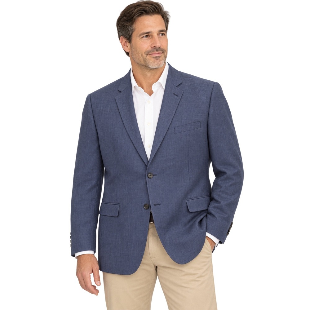 Lauren Ralph Lauren Sport Coat Mens 54L Blue Linen Blend Big & Tall Blazer